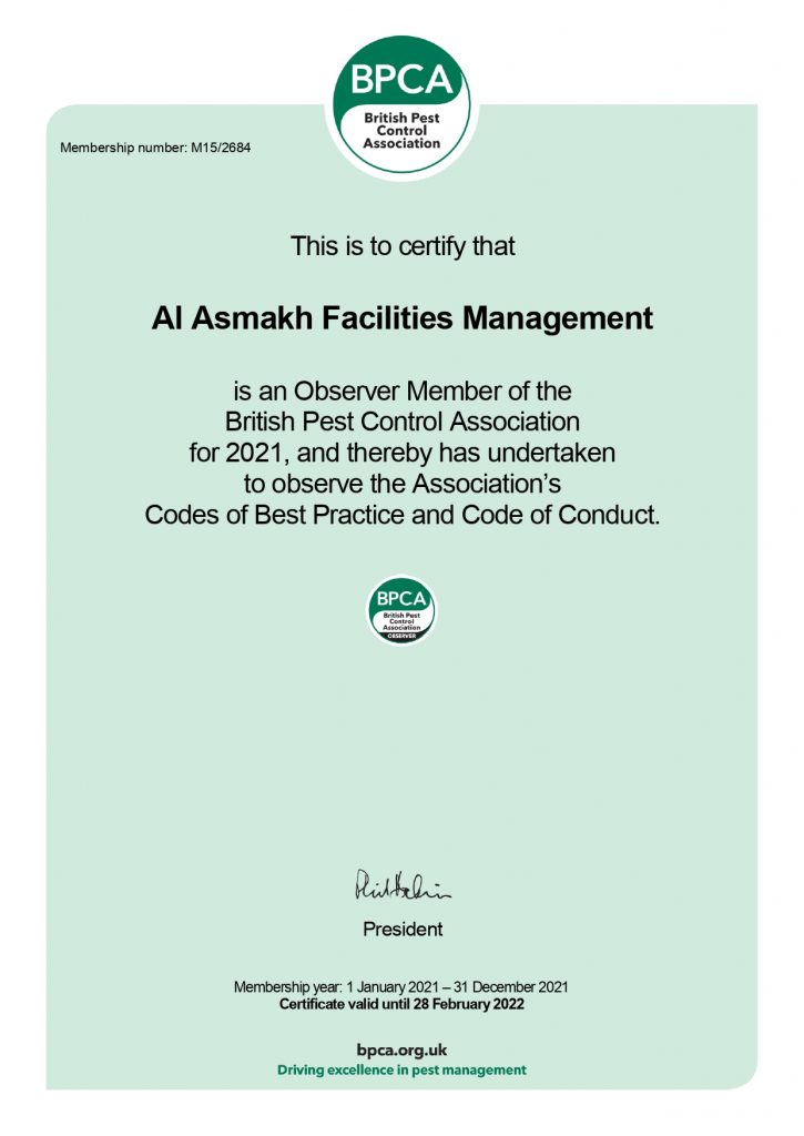 Pest control certificate deals